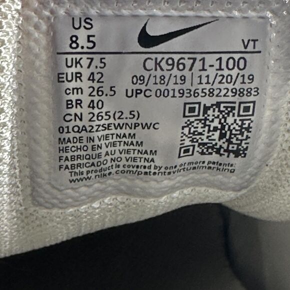 Nike Air Vapormax 360 Shoes Mens 8.5 White Metallic CK9671-100 Running Sneakers main image 10
